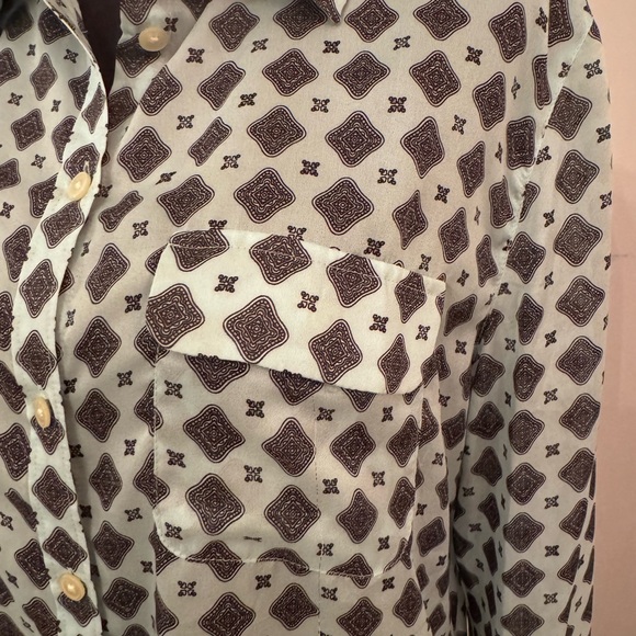 LOFT Blue and Black Geometric Blouse - Picture 5 of 6
